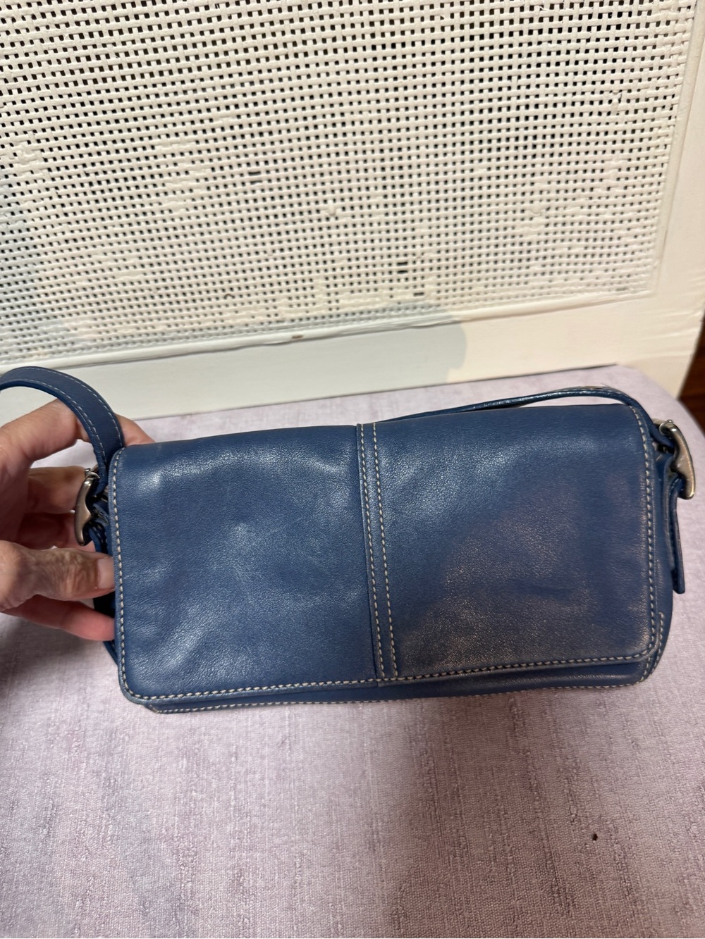 Coach Indigo Blue Leather Crossbody Wristlet